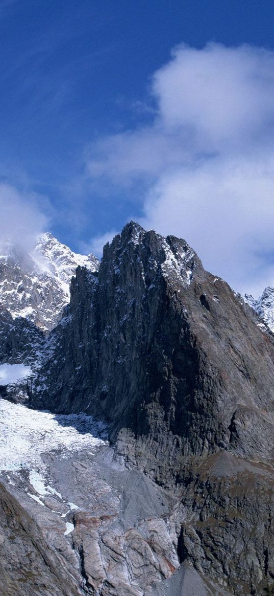 mountains, stones, sharp, gray, white, blue