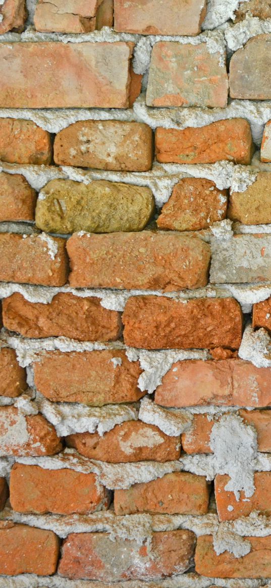 wall, brick, surface, rough, brown