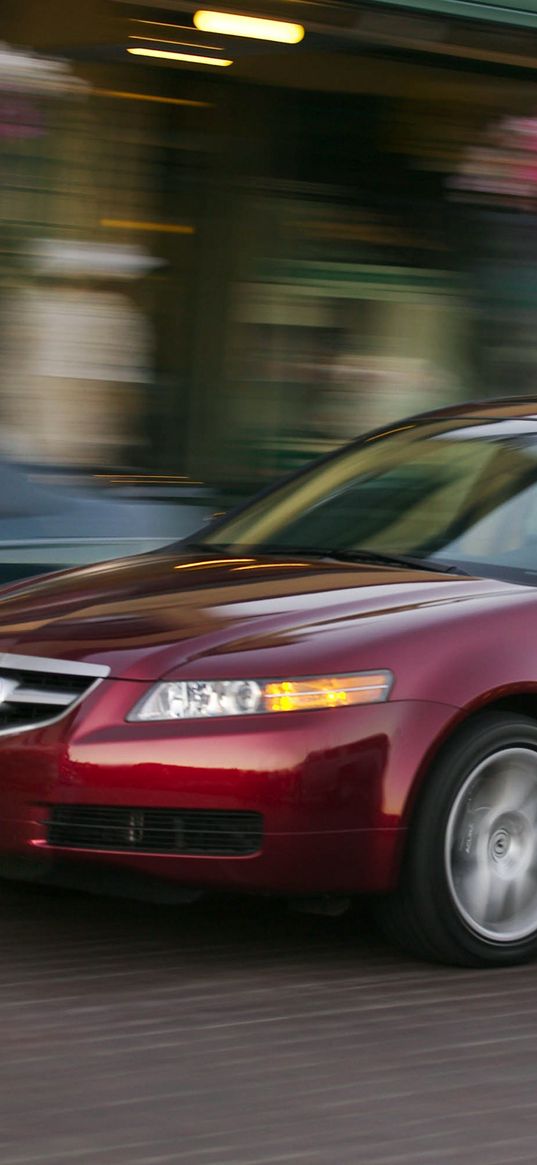 acura, tl, 2004, red, side view, style, cars, speed, lights, street