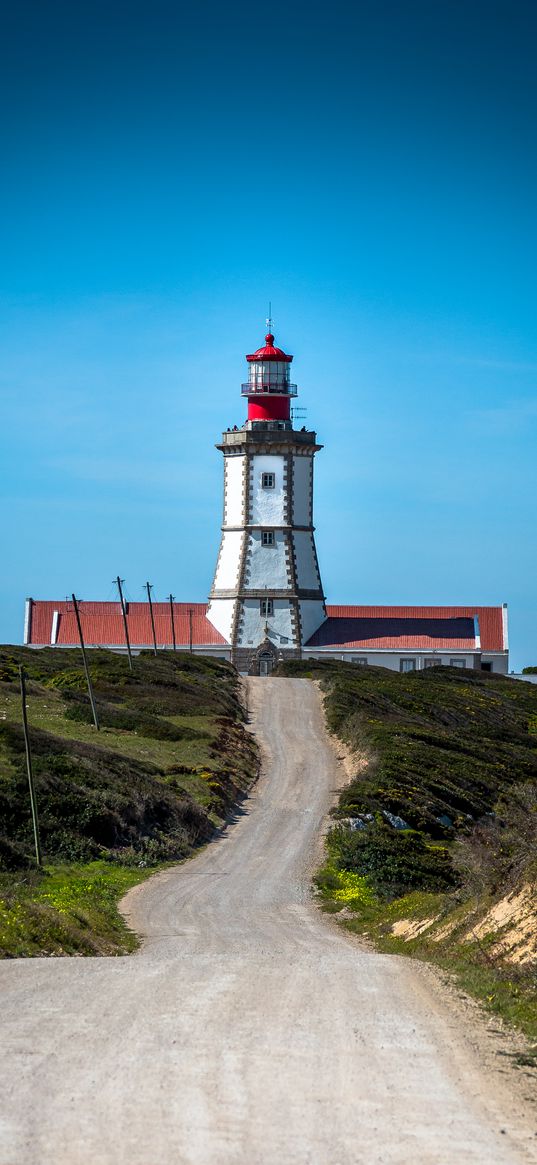 lighthouse, tower, walkway, landscape