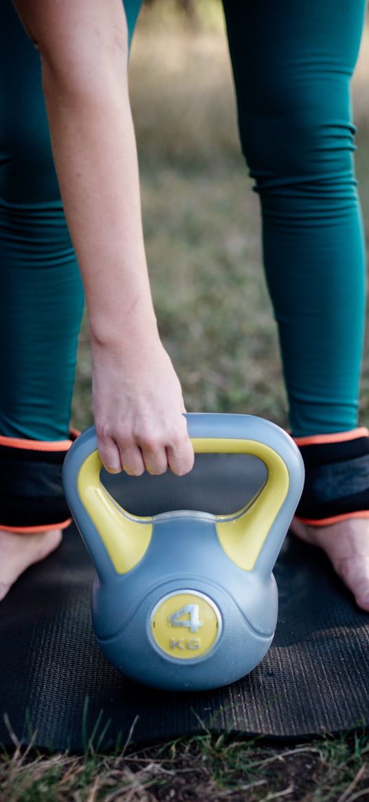 girl, kettlebell, sport, fitness