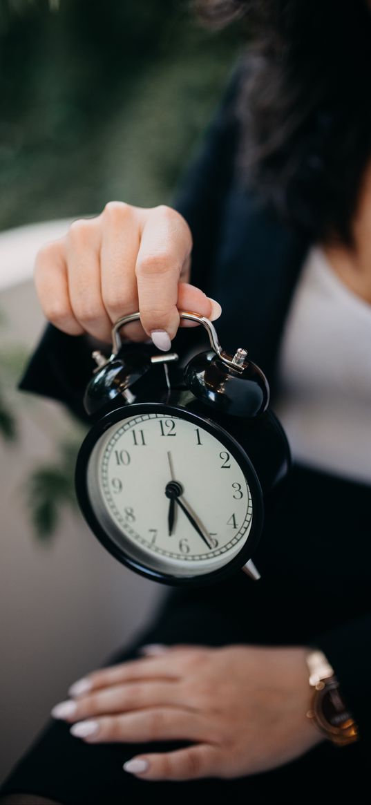 clock, alarm clock, hand, time