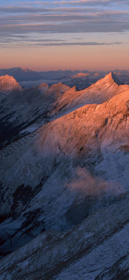 mountains, greatness, height, tops, over clouds, morning, dawn, shadow