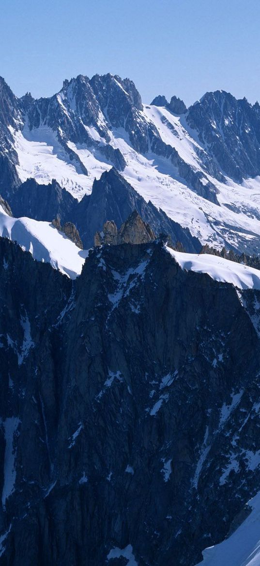 mountains, wall, rocks, snow, greatness