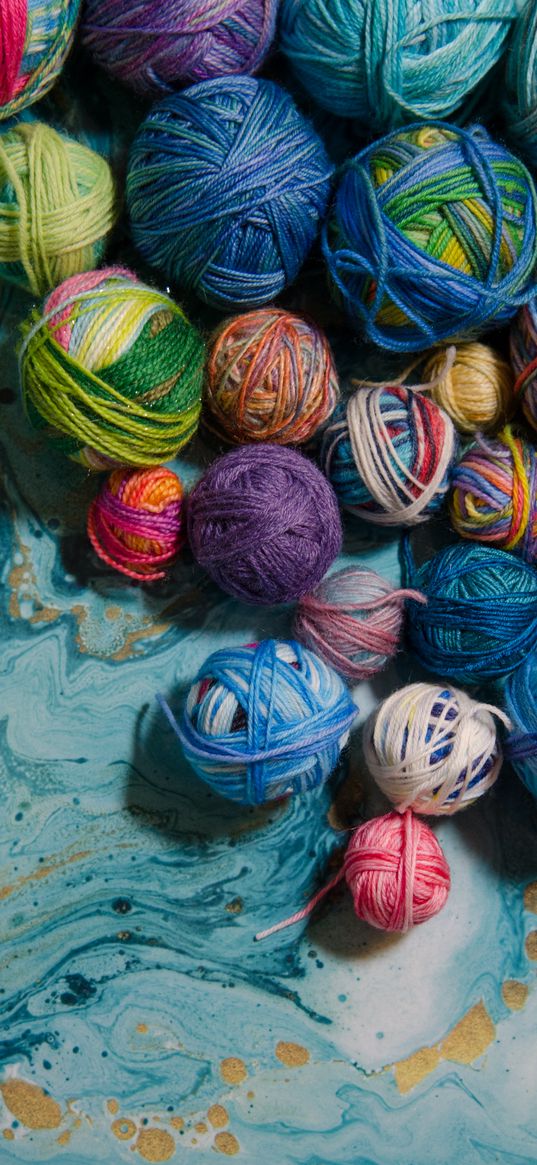 balls, threads, knitting, colorful