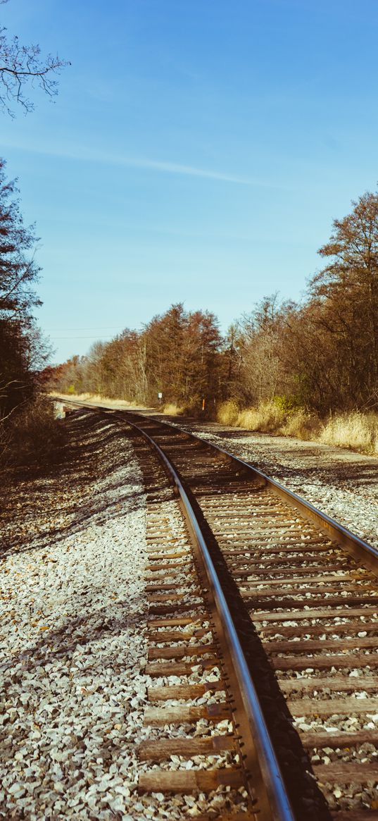 railroad, rails, trees, landscape