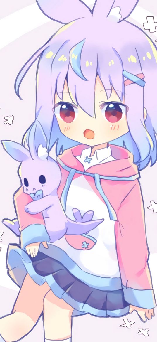 girl, toy, anime, art, purple