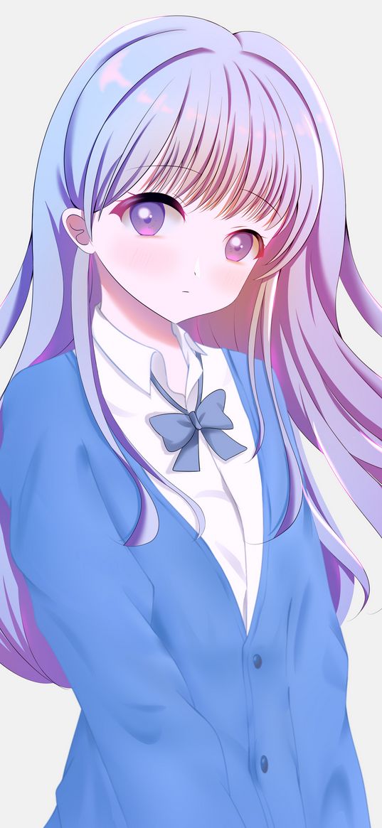 girl, glance, form, anime, art, blue