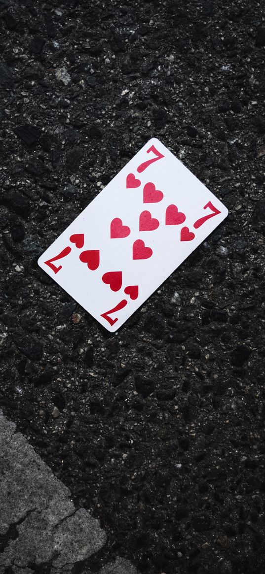 playing card, card, suit, hearts, asphalt