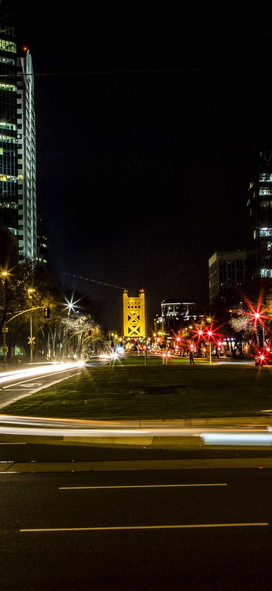 city, street, road, light, long exposure, dark