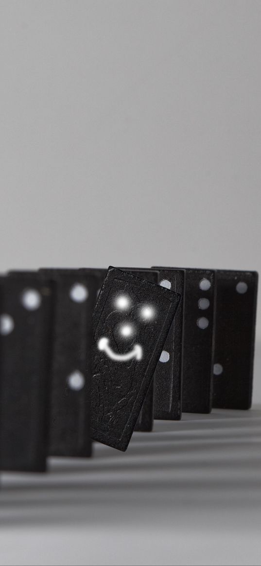 dominoes, points, smiley, positive, black and white