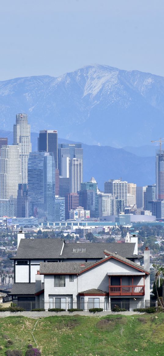 city, buildings, mountains, cityscape