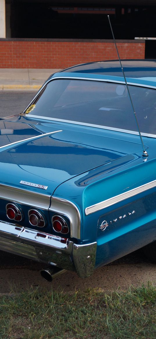 chevrolet impala, chevrolet, car, blue, retro