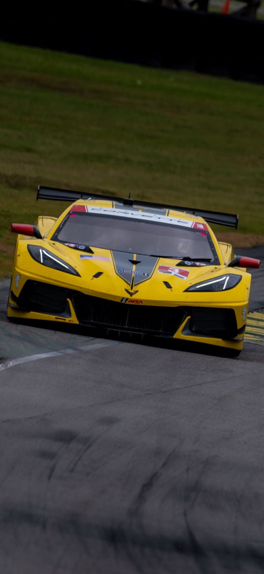 chevrolet corvette, chevrolet, car, yellow, race