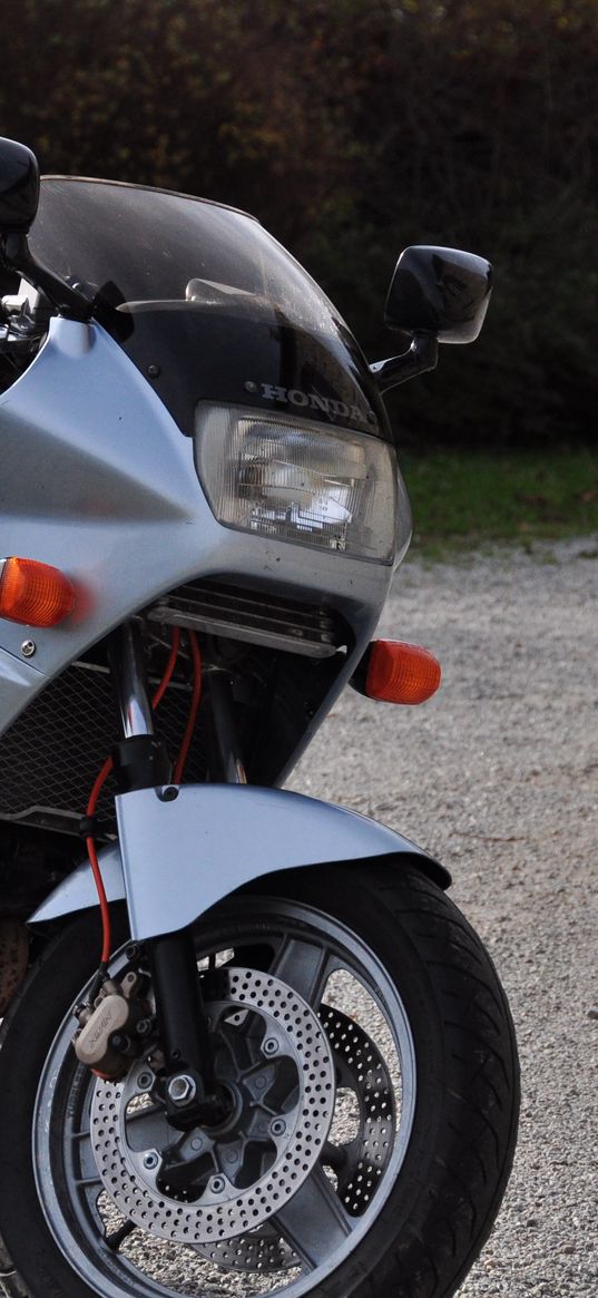 honda, motorcycle, bike, gray, headlight, moto