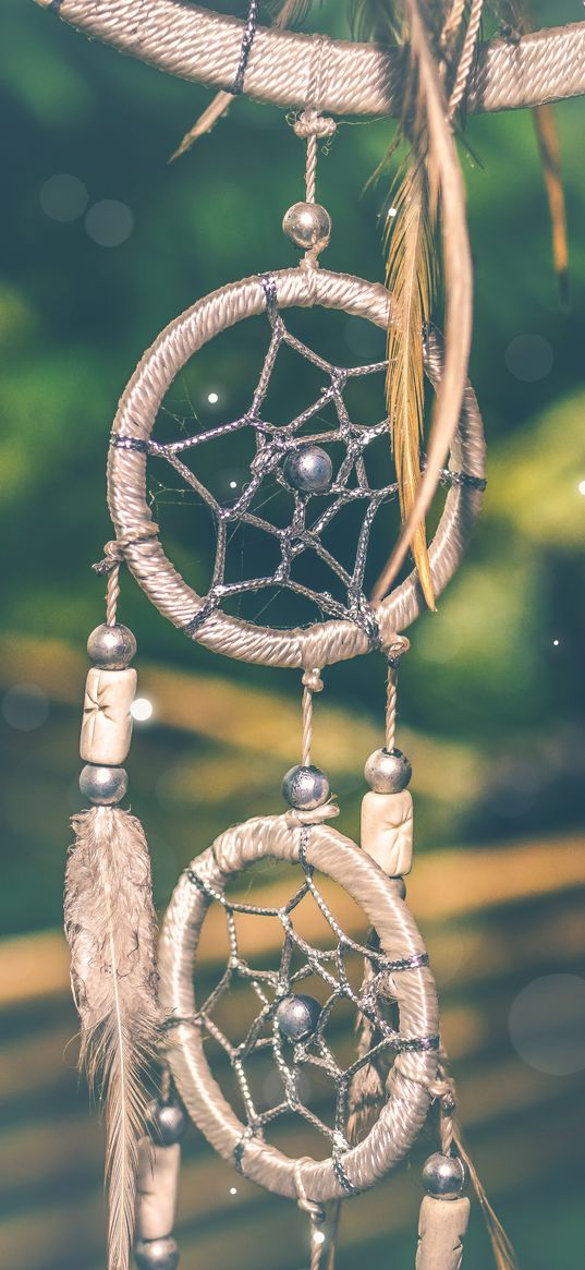 dreamcatcher, amulet, feathers, glare