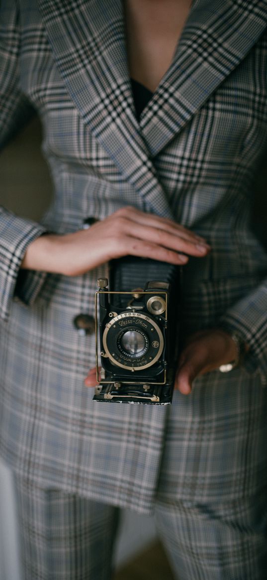 camera, vintage, woman