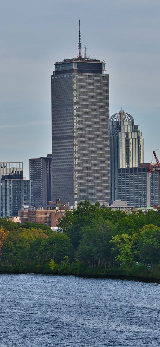 city, buildings, skyscrapers, river, boston, usa