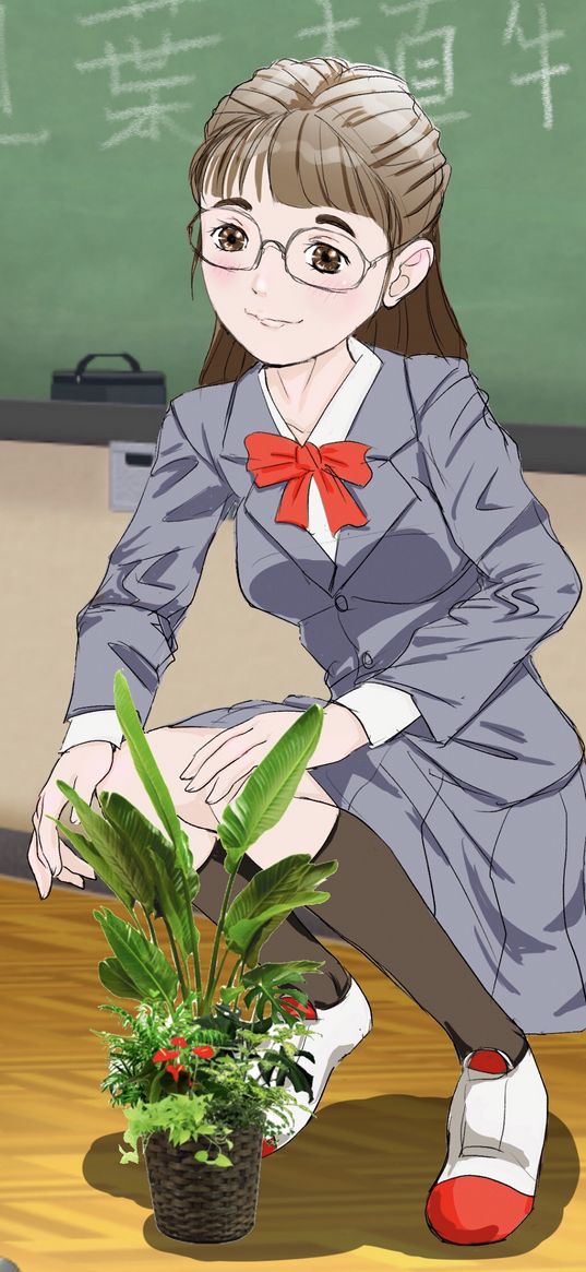 teacher, plant, school, anime