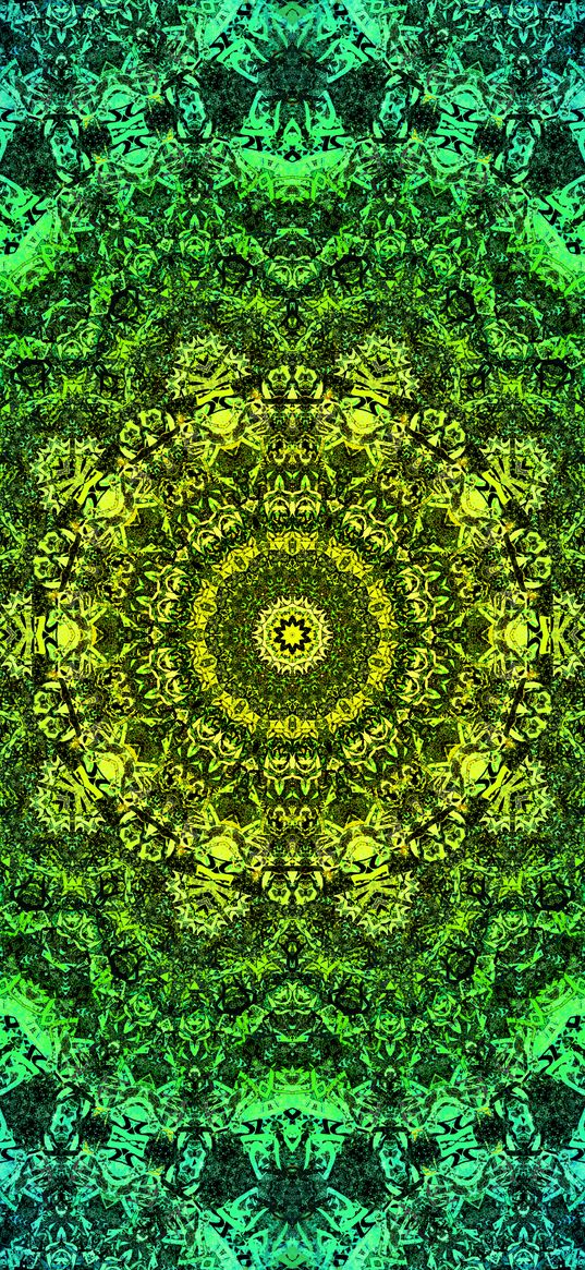 mandala, fractal, pattern, abstraction, green