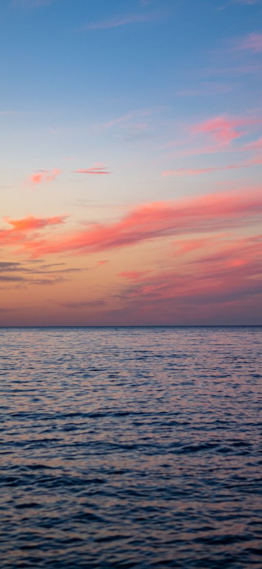 sea, dusk, water, waves, horizon