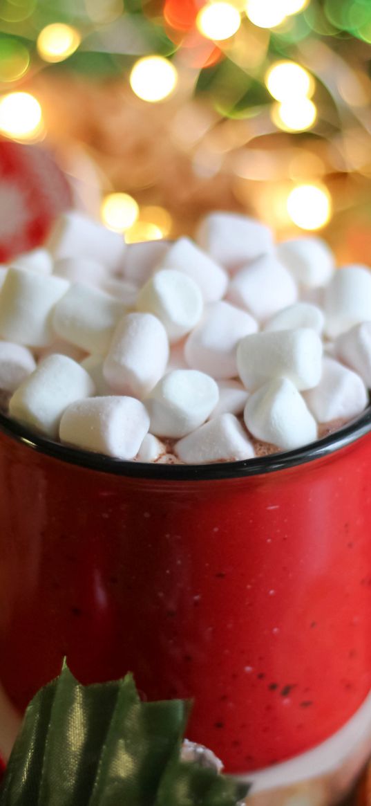 mug, marshmallow, sweets, red