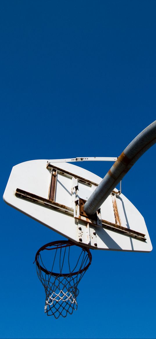 basketball hoop, basketball, mesh, sport, sky