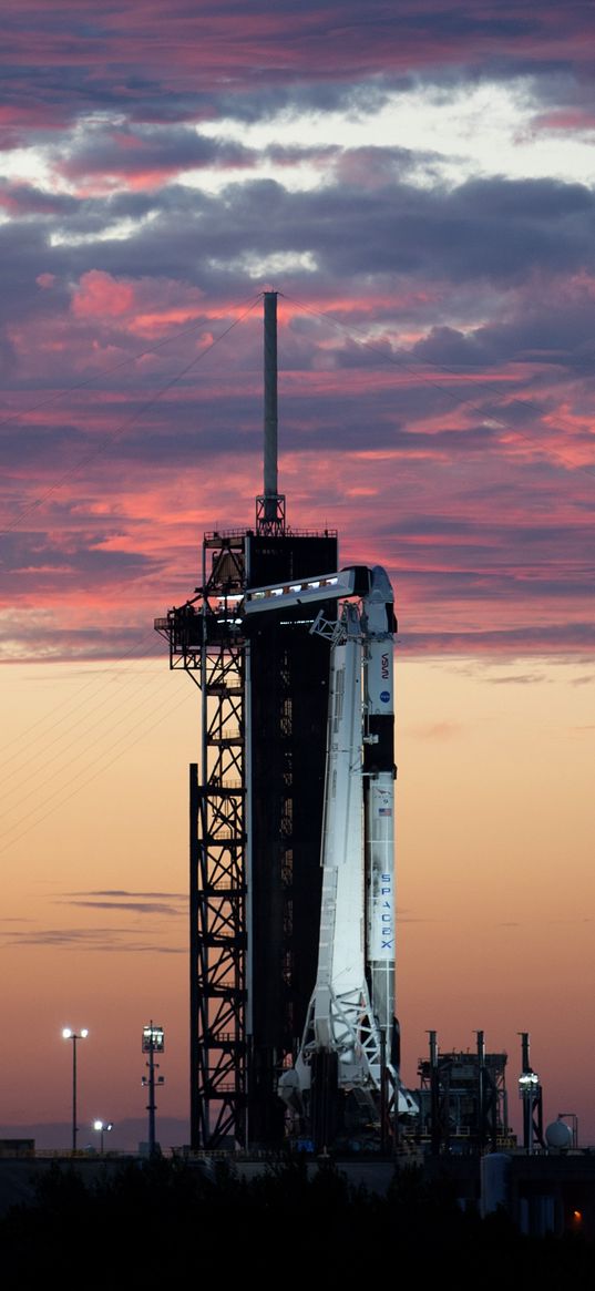 rocket, launch, twilight, clouds