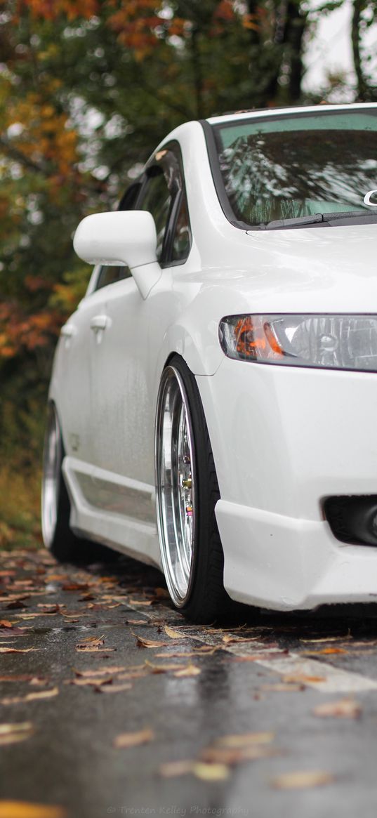 honda civic, honda, car, white, tuning