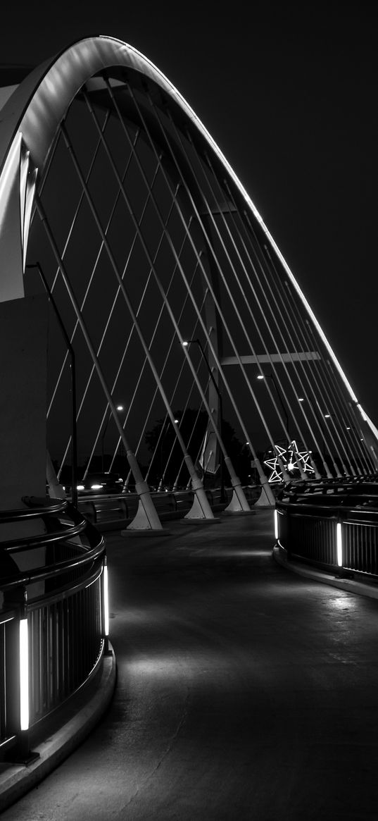 bridge, walkway, architecture, black and white