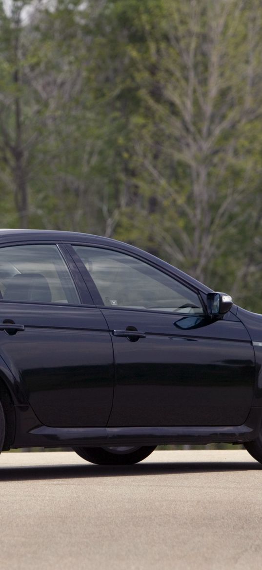 acura, tl, 2007, black, side view, style, cars, nature, trees, asphalt