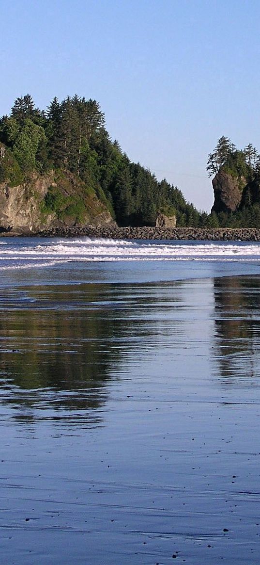 coast, eminence, sea, island, stones, sand