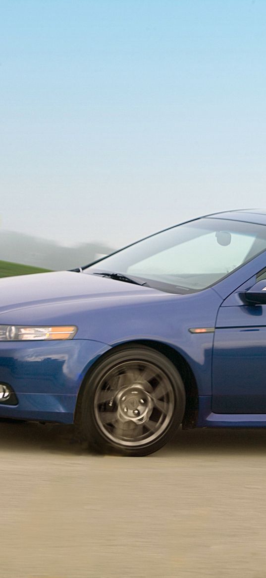 acura, tl, 2007, blue, side view, style, cars, speed, nature