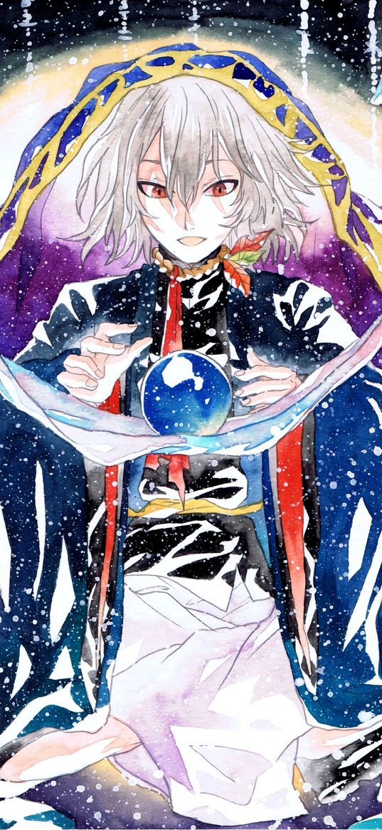 magician, ball, watercolor, anime, art