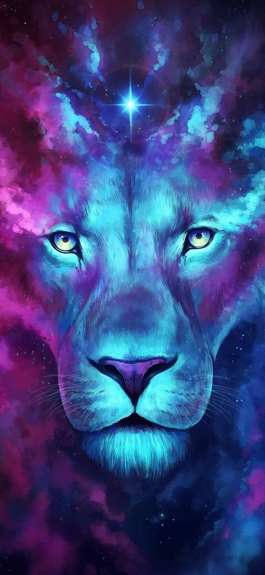 lion, space, star, galaxy, art