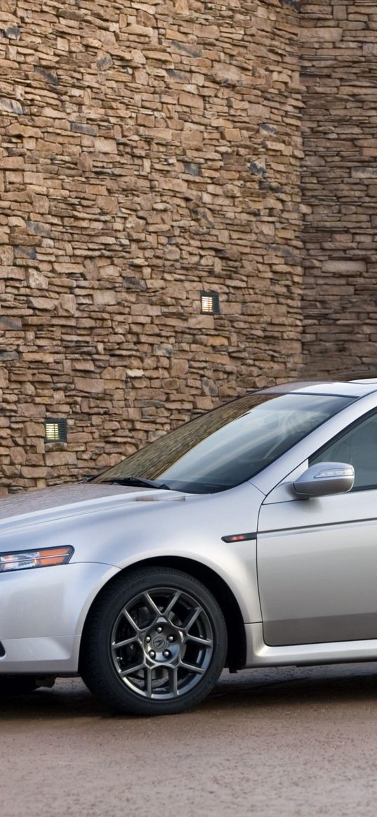 acura, tl, 2007, silver metallic, side view, style, cars, buildings, asphalt