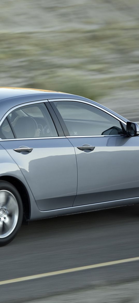 acura, tsx, 2010, metallic gray, side view, style, cars, speed, nature, asphalt