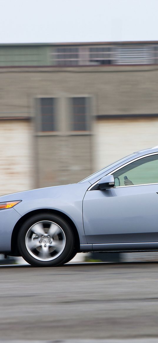 acura, tsx, 2010, blue, side view, style, cars, speed, building