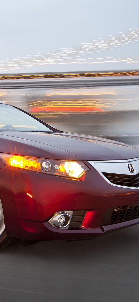 acura, tsx, 2010, red, front view, style, cars, speed, drift, lights