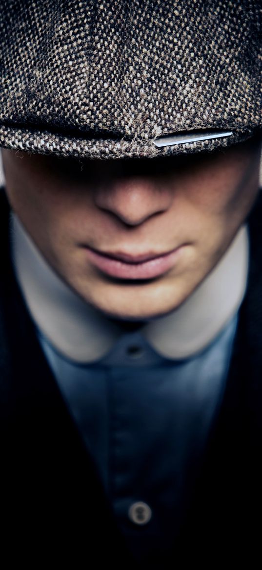 thomas shelby, peaky blinders, face, cap