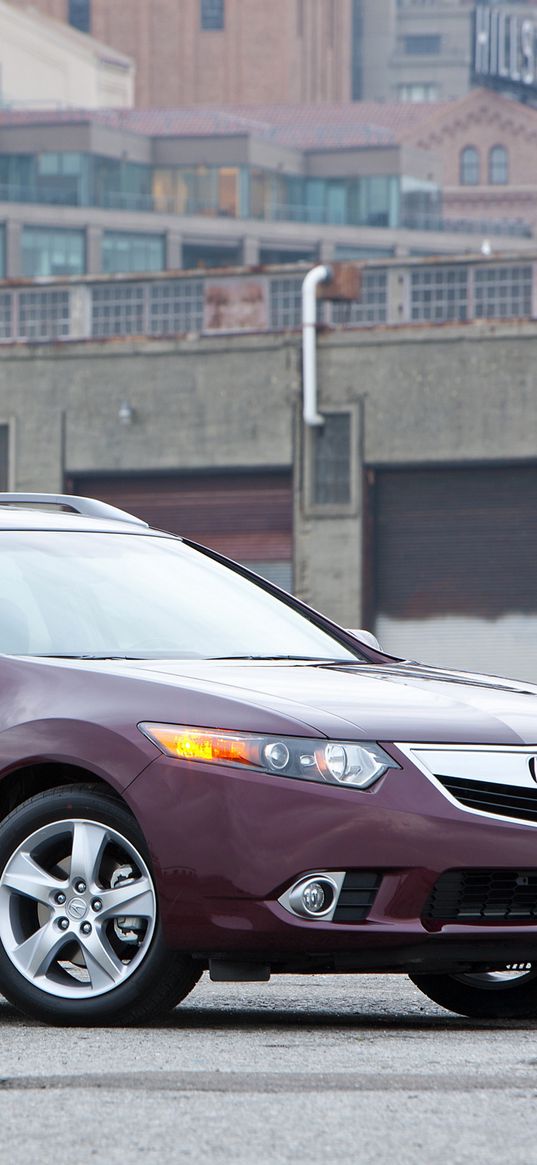 acura, tsx, 2010, cherry, side view, style, cars, city, buildings, asphalt