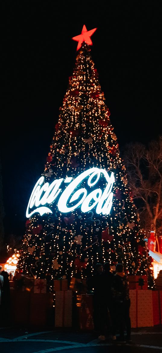 new year, christmas tree, coca-cola, garland