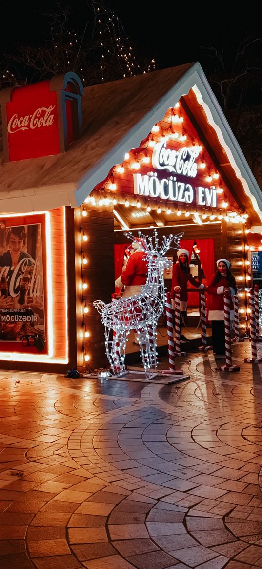 street, baku, coca-cola, light, new year