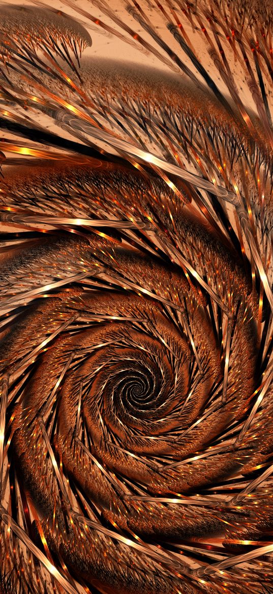 fractal, funnel, spiral, abstraction, brown