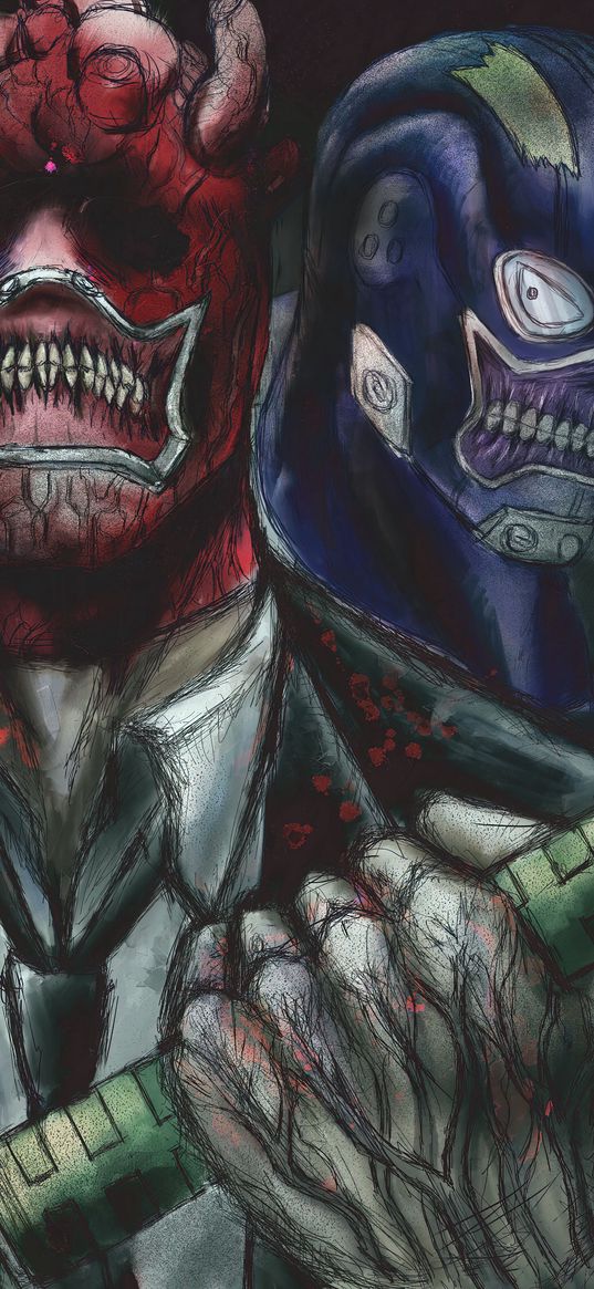 dorohedoro, mask, drawing, graphics, anime, manga, art