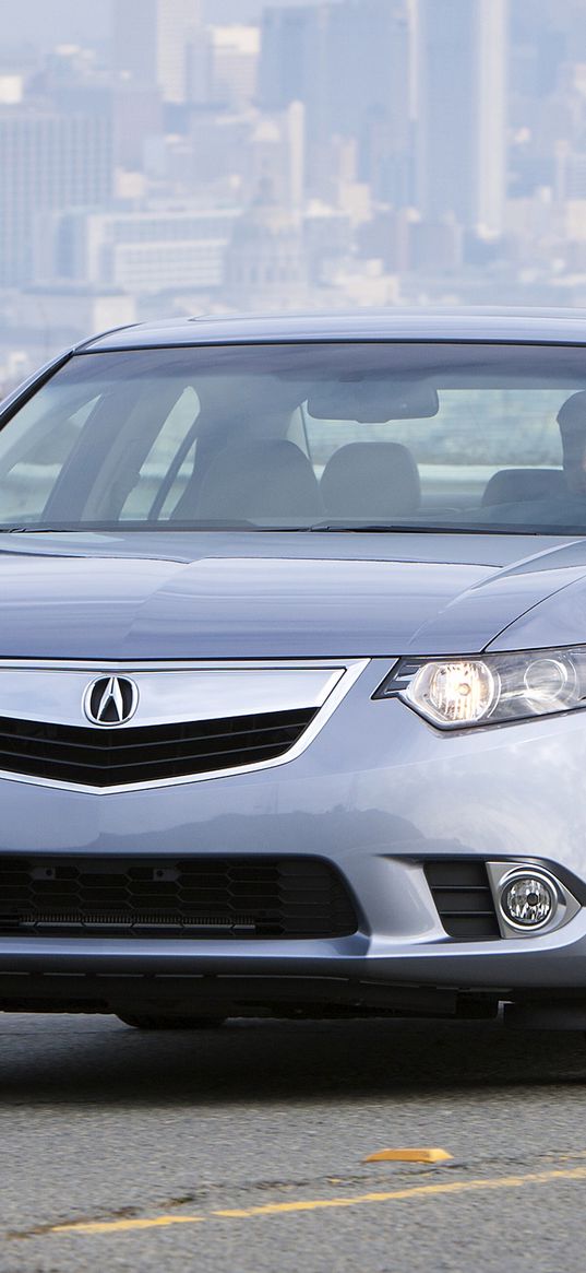 acura, tsx, 2010, blue, front view, style, cars, city, grass, road