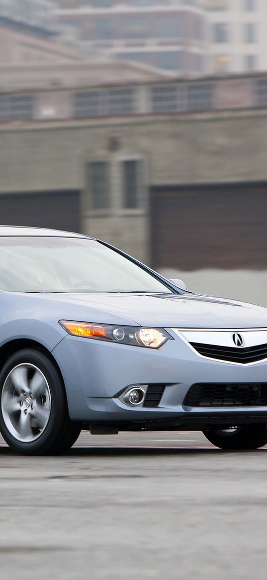 acura, tsx, 2010, blue, side view, style, cars, building speed, asphalt