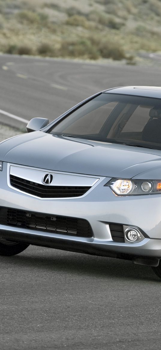 acura, tsx, 2010, gray, side view, style, cars, nature, traffic, road