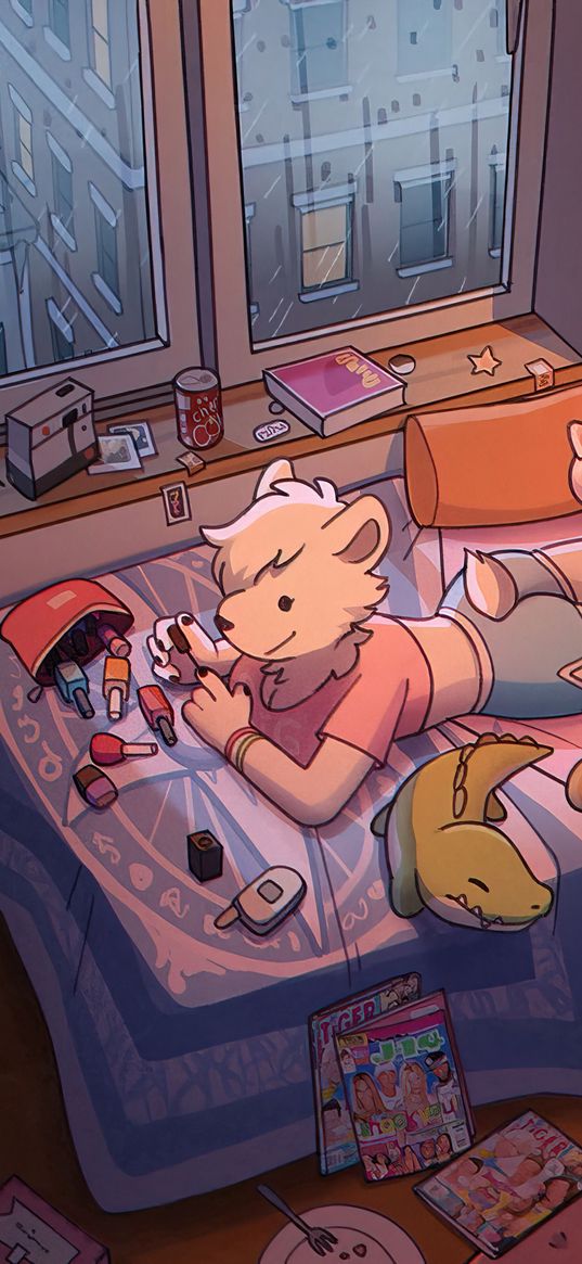 furry, room, retro, figure, art