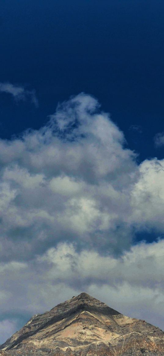 clouds, blue sky, mountain